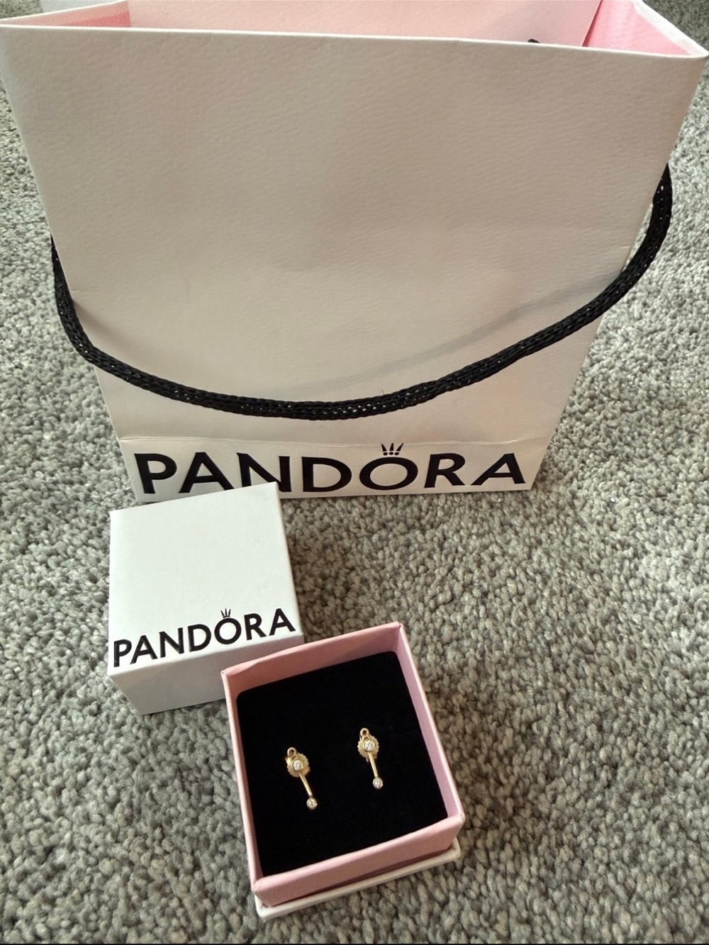 Pandora Era Bezel Lab-Grown Diamond Ear Jacket Stud Earrings original price 325$